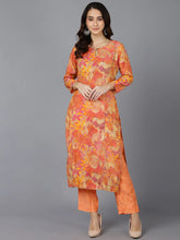 Women Beige Silk Floral Printed Kurtas