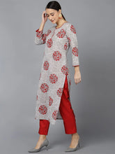 Women Grey Cotton Ethnic Motifs Printed Kurtas