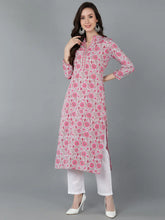 Women Pink Floral Printed Regular Kurta