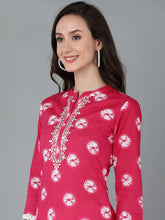 Women Pink Cotton Ethnic Motifs Dyed