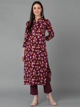 Women Purple Cotton Floral Printed