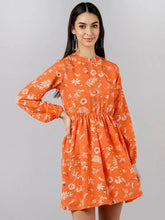 Women Orange Floral Printed Dress