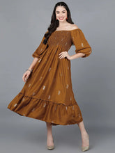 Women Mustard Poly Silk Embellished Dress