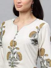 Women Off White Color Function Wear Cotton Fabric Printed Fancy Kurta And Palazzo Set