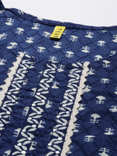 Women Cotton Blue Ethnic Motifs Printed Straight Kurta Pant Set