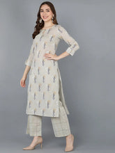 Women Beige Printed Kurta With Palazzos