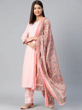 Women Pink Yoke Design Regular Gotta Patti Pure Cotton Kurta With Trousers Dupatta