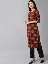 Women Red Ethnic Motifs Printed Regular Pure Cotton Kurta With Trousers