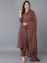Women Maroon Pure Cotton Kurta Trousers With Dupatta Vkskd1544