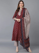 Women Burgundy Poly Silk Kurta Trousers With Dupatta 1