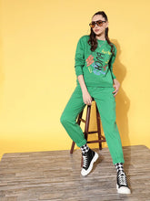 Women Green Fleece BUSH Sweatshirt With Joggers