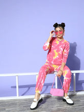 Women Pink & Yellow Terry Tie-Dye Joggers