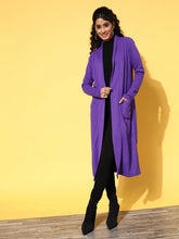 Women Solid Purple Full Sleeve Jacket