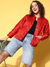 Women Solid Red Full Sleeve Jacket