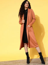 Women Solid Rust Full Sleeve Jacket