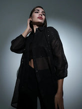 Women Black Sequin Shirt