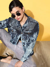 Women Embellished Blue Full Sleeve Jacket