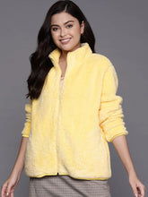 Women Solid Yellow Full Sleeve Jacket