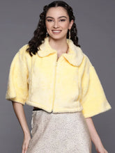 Women Solid Yellow Half Sleeve Jacket