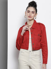 Women Solid Red Full Sleeve Jacket