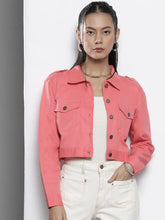 Women Solid Pink Full Sleeve Jacket