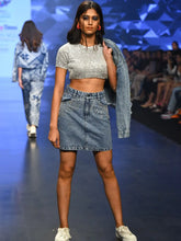 Women Silver Sequence Mesh Net Crop Top