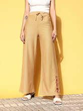 Women Beige Straight Terry Track Pants