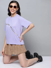 Women Lavender SASSAFRAS Diagonal Regular T-Shirt