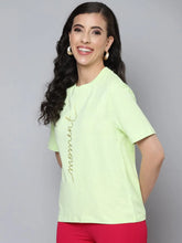 Women Mint Green MOMENT Gold Foil Regular T-Shirt