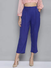 Women Royal Blue Front Zip Detail Pants