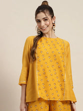Women Yellow Lotus Princess Seam A Line Top