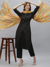 Women's Self Design Poly Silk Straight Kurta Pant & Dupatta Set