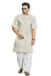 Authentics Half Kurta Beige Checks