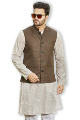Authentics Kurta Bandi Set Coffee Brown