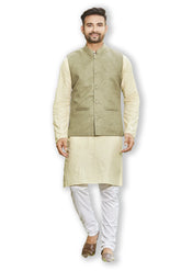 Authentics Kurta Bandi Set Olive