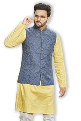 Authentics Kurta Bandi Set Blue Jacquard