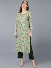 Viscose Rayon Green Printed Straight Kurta-VCK9391