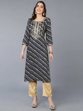 Viscose Rayon Navy Blue Laheriya Kurta