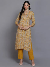 Viscose Rayon Yellow Floral Printed Kurta