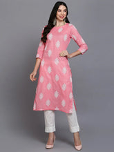 Pink Cotton Ethnic Motifs Printed Kurta