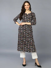 Viscose Rayon Black Printed Straight Kurta-VCK9363_XS