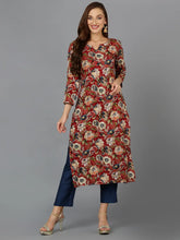 Cotton Blend Maroon Floral Printed Kurta