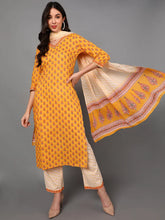 Cotton Printed Kurta Trousers Dupatta Set-VKSKD1430