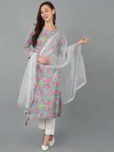 Women Cotton Blend Printed Floral Kurta-VKSKD1713