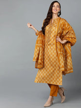Silk Blend Ochre Yellow Straight Kurta Pant-VKSKD1815A
