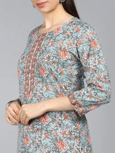 Pure Cotton Printed Kurta Pant Dupatta-VKSKD1139AB