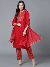 Cotton Blend Embroidered Kurta Trousers With