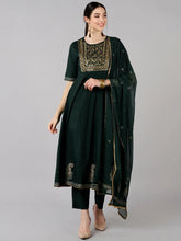 Pure Cotton Printed Kurta Trousers Dupatta-VKSKD1218AB