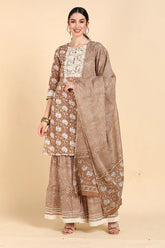 Cotton Printed Kurta Pant Dupatta Set-VKSKD1390