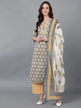 Women Cotton Floral Printed Kurta Palazzos-VKSKD1594